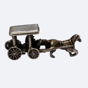 Vintage Sterling Silver Bracelet Charm Horse & Buggy